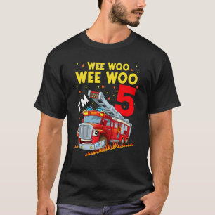 T-shirt Son L'alarme Je suis 5 Anniversaire Boy Fire Truck