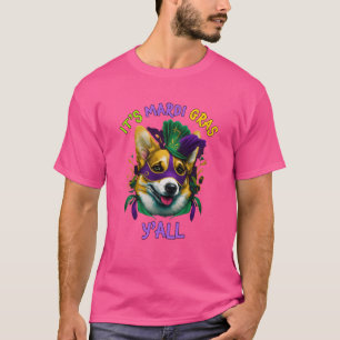 T-shirt Son Mardi Gras Yall Corgi Mardi Gras Party Mask Co