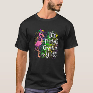 T-shirt Son Mardi Gras Yall Flamant rose Carnaval amusant