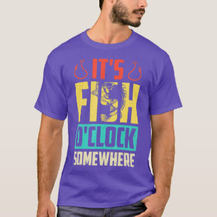T-shirt Son Poisson Se Trouve Quelque Part Retro Pêcheur V