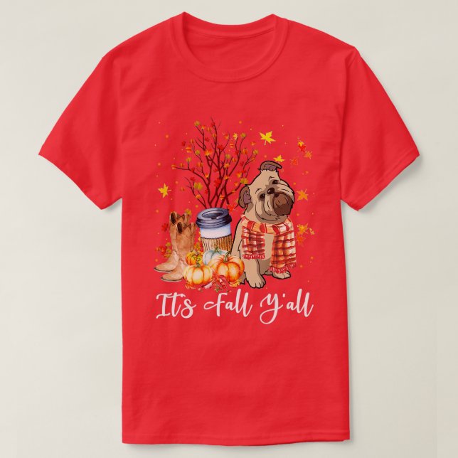 T-shirt Son Yall Bruxelles Griffon Chien Citrouille Fall A (Design devant)