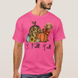 T-shirt Son Yall Dachshund Leopard Citrouille Tournesol