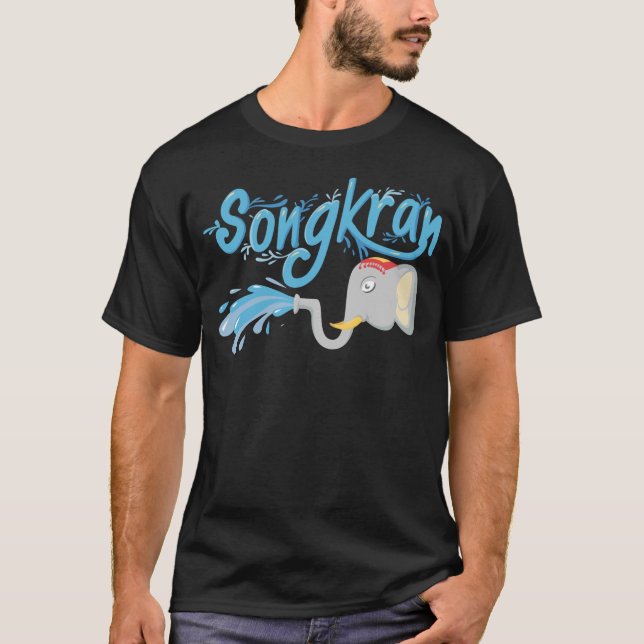 T-shirt Songkran Eléphant vaporisateur d'eau (Devant)