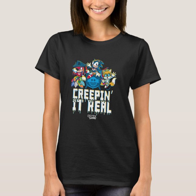 T-shirt Sonic Halloween Halloween Creepin It Real Chest (Devant)
