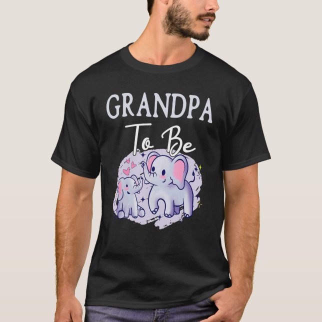 T-shirt Soon Grandpa To Be Elephants For Baby Shower Gende (Devant)