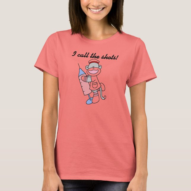 T-shirt Soq Singe Infirmière J'appelle les coups cadeaux (Devant)