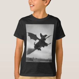 T-shirt Sorcier schnauzer gothique balai ailes de chauve-s