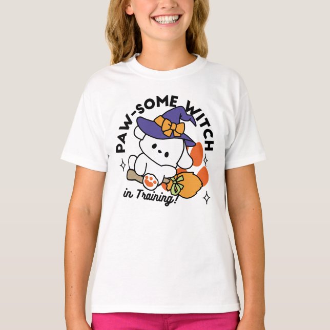 T-shirt Sorcière à mâcher en entraînement - Chien d'Hallow (Devant)