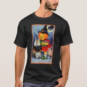 T-shirt Sorcière à tête de citrouille préparant une potion