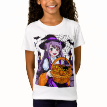 Sorcière Anime avec panier de Citrouilles
