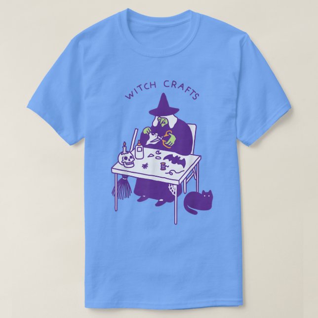 T-shirt sorcière artisanat Halloween Éffrayant Chat noir (Design devant)
