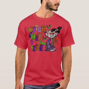 T-shirt Sorcière Au Vin, Drôle Halloween Boire Wi-Fi