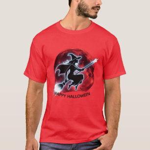 T-shirt Sorcière brillante volant Lune rouge Tee hommes