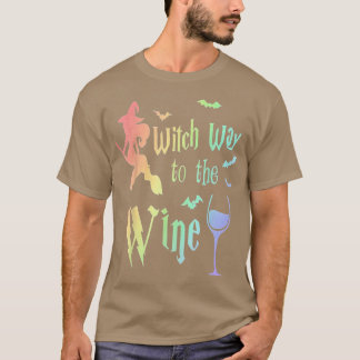 T-shirt Sorcière Chemin Au Vin Halloween Broom Stick Holid