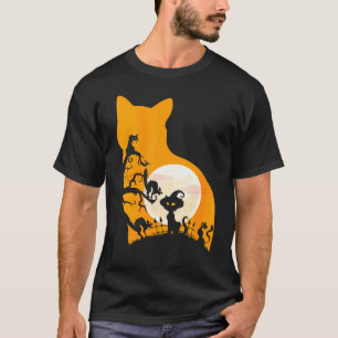 T-shirt Sorcière de chat au clair de lune Halloween Chat n