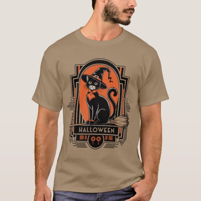 T-shirt Sorcière de chat noir classique des années 1920 (Devant)