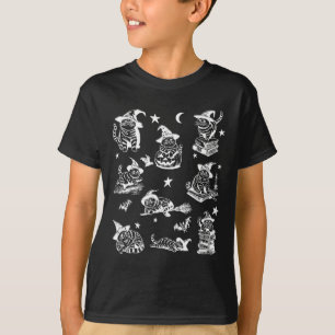 T-shirt Sorcière de chat rétro Halloween Citrouille de cha