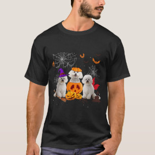 T-shirt Sorcière de citrouille drôle Bichon Frise Chien Ha