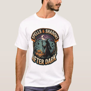 T-shirt Sorcière de Halloween Citrouille Nuit