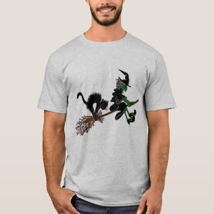 T-shirt Sorcière de Halloween sur le manche à  balai
