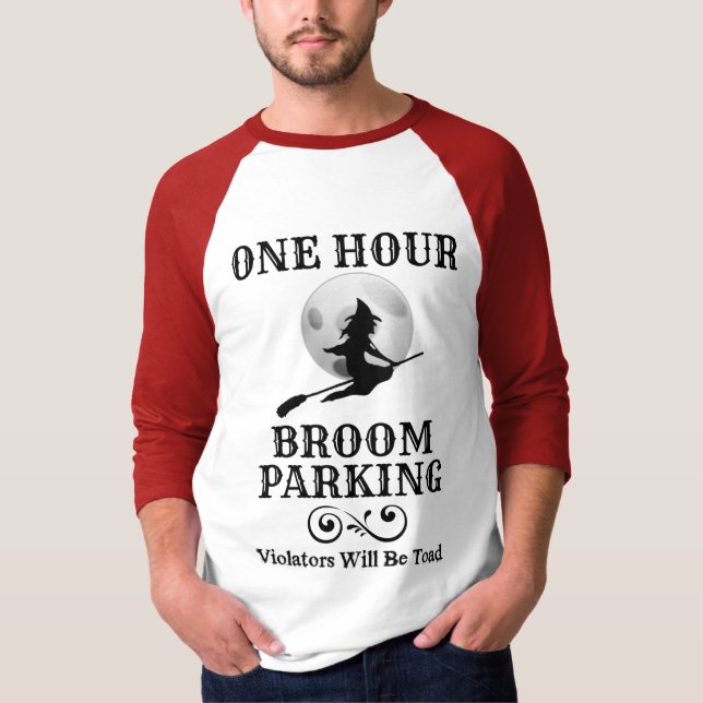 T-shirt Sorcière de Halloween un stationnement de balai (Devant)
