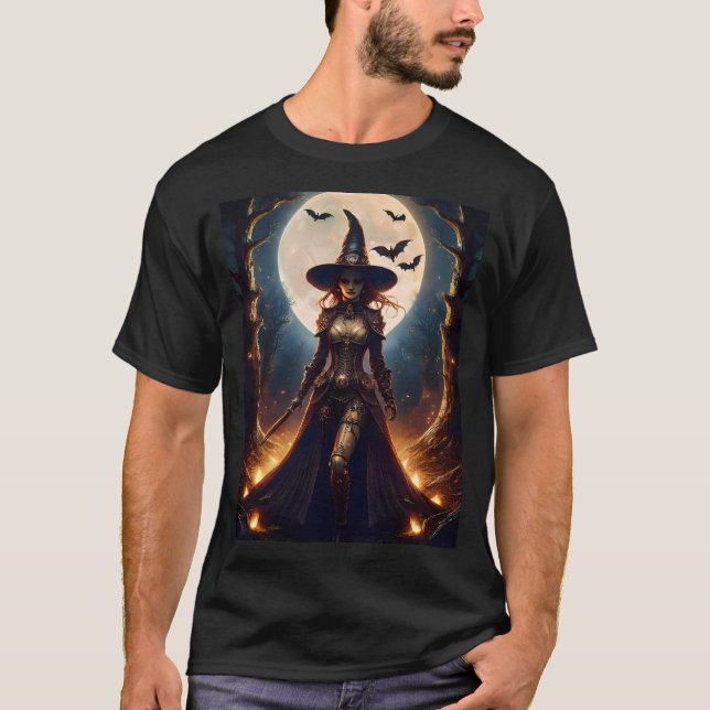 T-shirt Sorcière de la forêt Steampunk Halloween (Devant)