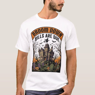 T-shirt sorcière de ramasseur de facture d'Halloween balai