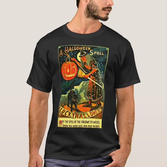 T-shirt Sorcière d'Halloween Art Retro vintage (Devant)