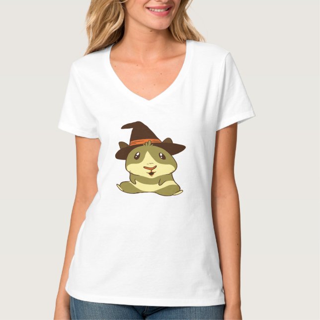 T-shirt Sorcière d'Halloween de porc de Guinée (Devant)