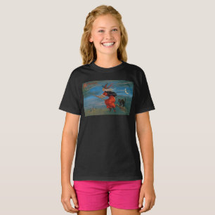 T-shirt Sorcière d'Hallowe'en et chat noir la nuit d'Hallo