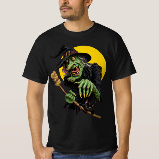 T-shirt SORCIÈRE EFFRAYANTE avec BALAI et CHAT NOIR