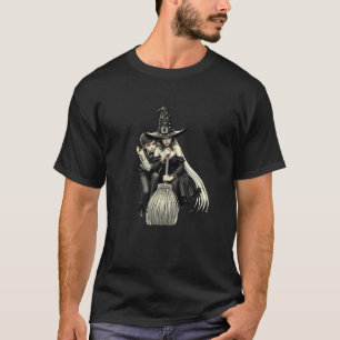 T-shirt Sorcière et garçon d'Halloween : Duo magique sombr