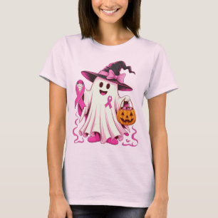 T-shirt Sorcière Fantôme mignonne avec rubans roses et Cit
