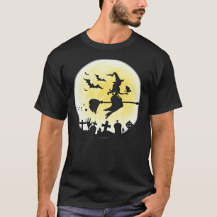 T-shirt Sorcière Flying Halloween avec chauves-souris esse