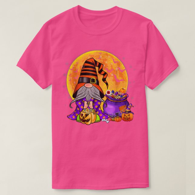 T-shirt Sorcière Gnome Halloween Costume Citrouille Automn (Design devant)