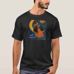 T-shirt Sorcière Halloween, Chat Noir Et Jack-O-Lanterne,