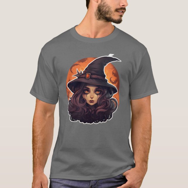 T-shirt Sorcière Halloween de mignons amis (Devant)