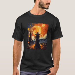 T-shirt Sorcière Halloween Starry Night Van Gogh Aesthétiq