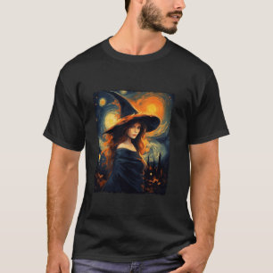 T-shirt Sorcière Halloween Starry Night Van Gogh Aesthétiq