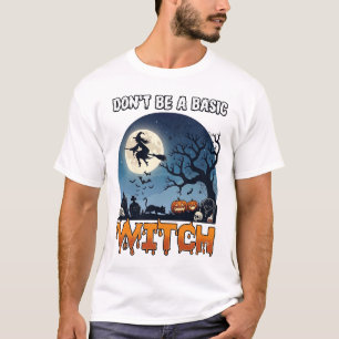 T-shirt Sorcière Ne Sois Pas De Base Halloween Lune Chat C