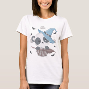T-shirt Sorcière Panda mignonne entourée de chauves-souris