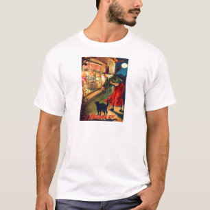 T-shirt Sorcière regardant des enfants Hibou Chat noir