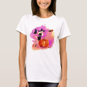 T-shirt Sorcière Sassy avec la femme de chat