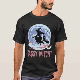 T-shirt Sorcière Sassy Halloween Chat de balai volant