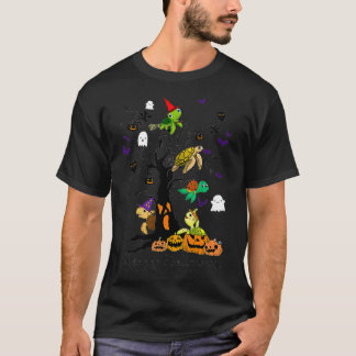 T-shirt Sorcière tortue sur les chauves-souris Citrouilles