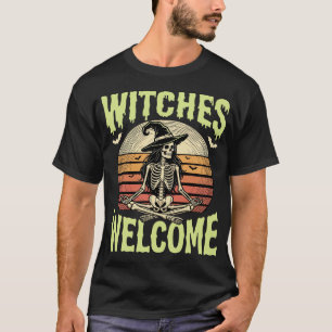 T-shirt Sorcières Bienvenue Sorcière Squelette Yoga Hallow