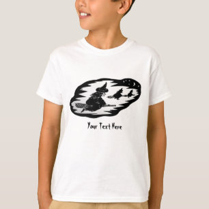 T-shirt sorcières éffrayantes de vol sur des manches à