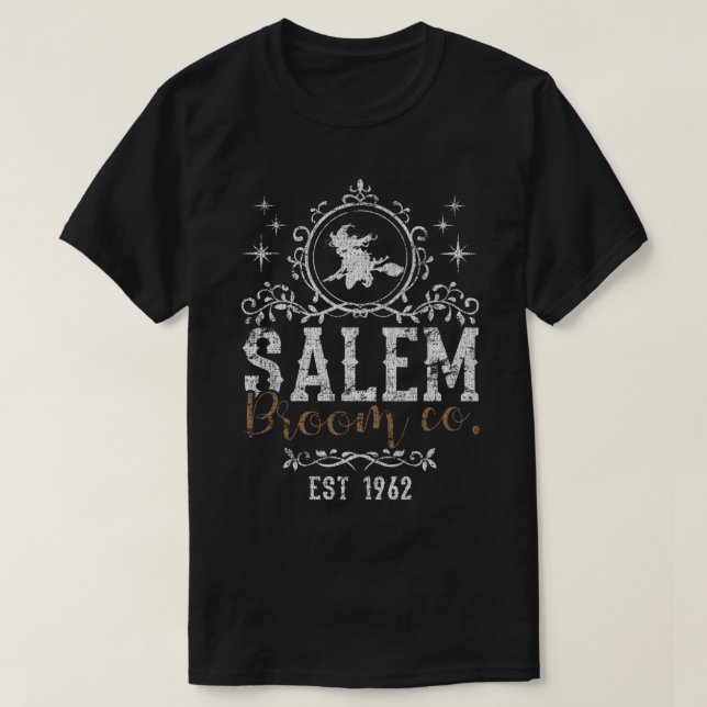 T-shirt Sorcières Salem Broom Company Grunge Halloween Fem (Design devant)