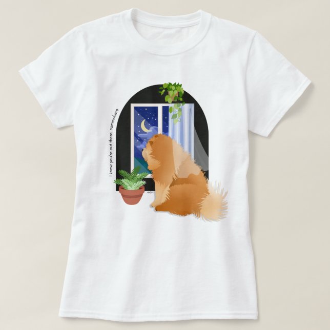 T-shirt SORTE LÀ-BAS QUELQUE PART Chow chemises blanches A (Design devant)