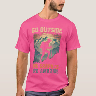 T-shirt Sortir Retro Hiker Randonnée Camper Camping Natur